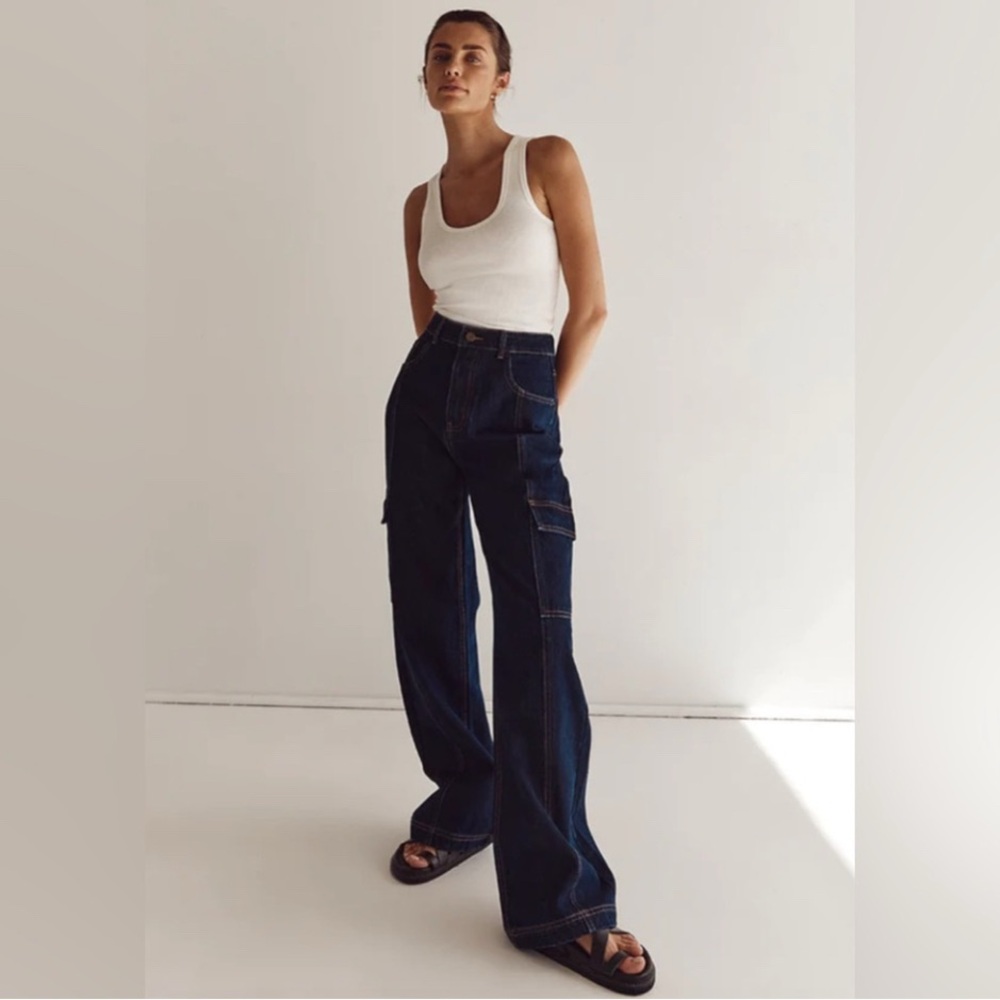 DISSH Blue Wide Leg Pants High Waisted Chic